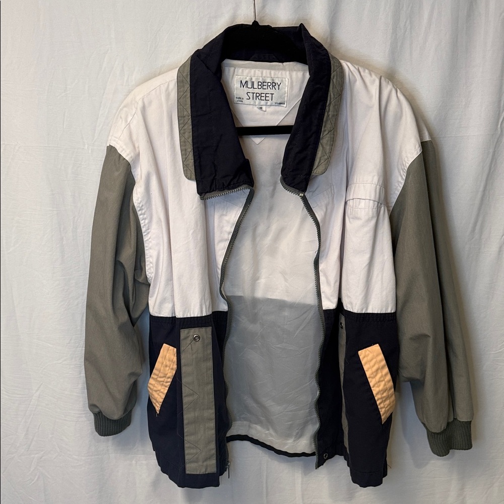 Mulberry Colorblock Jacket - White, Black, Gray, and Tan